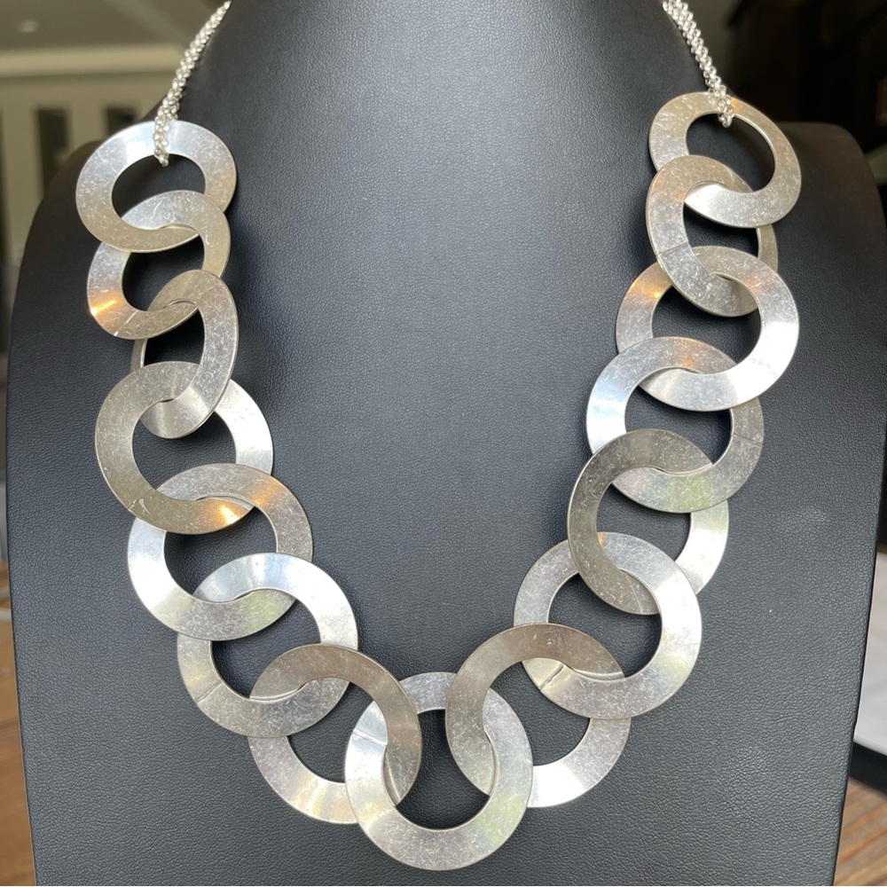 Paris Brand Ikita Geometric Circle Stainless Steel Statement Necklace 22-24”